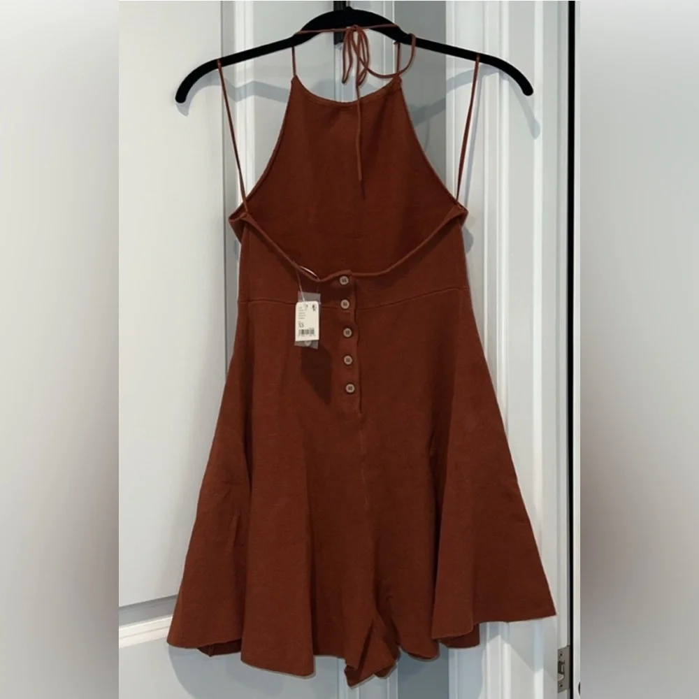 Free People Sweater Romper Mini Dress in Dark Brown Size XS NWT - Picture 4 of 8